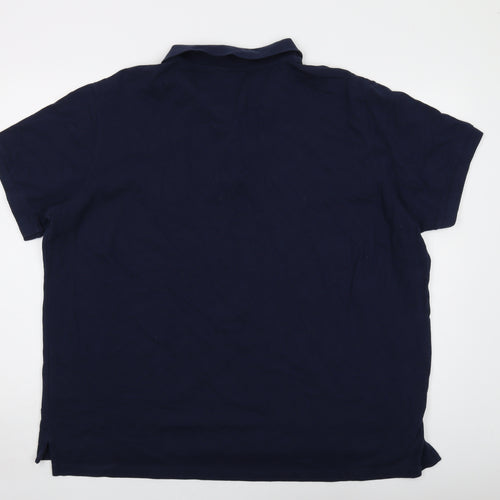 TOG24 Mens Blue Cotton Polo Size 3XL Collared Button