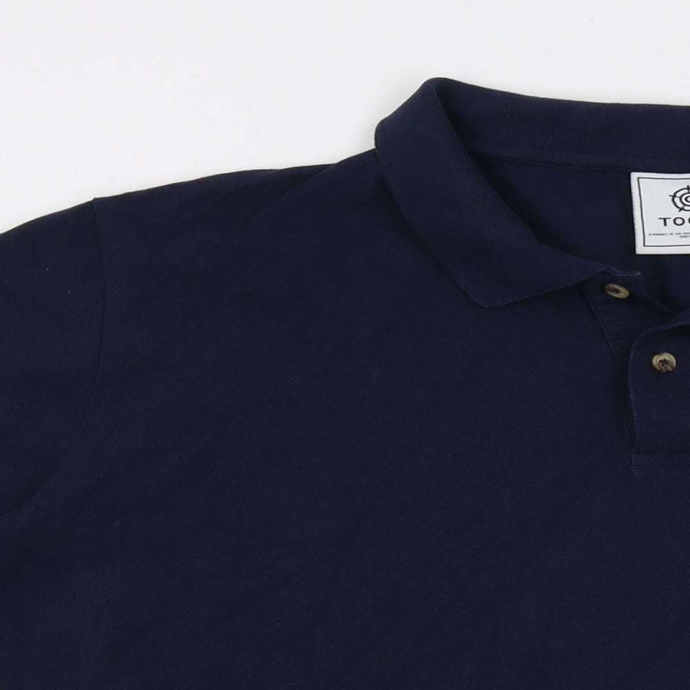 TOG24 Mens Blue Cotton Polo Size 3XL Collared Button