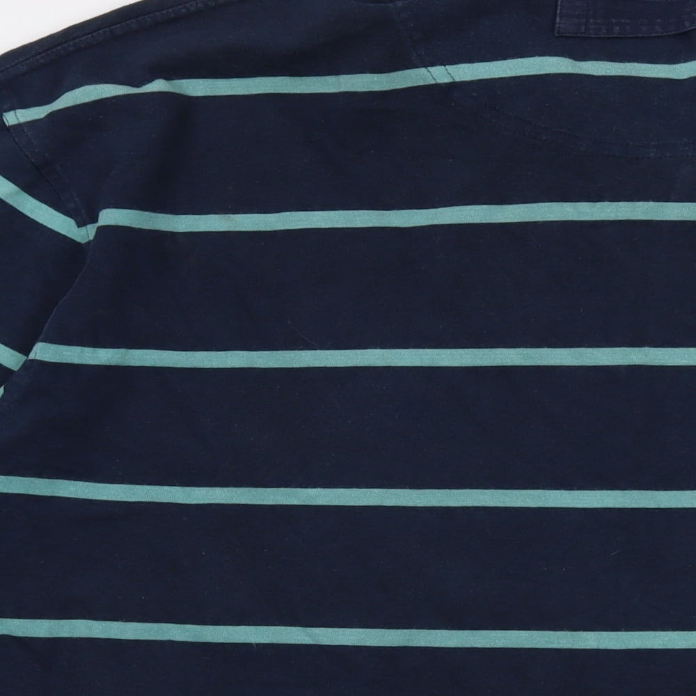 Racing Bull Mens Blue Striped Cotton Polo Size 3XL Collared Button