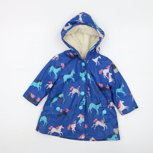 Hatley blu Girls Gold Rain Coat Coat Size 2 Years Snap