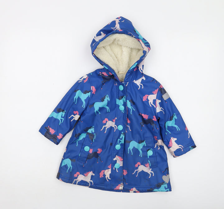 Hatley blu Girls Gold Rain Coat Coat Size 2 Years Snap
