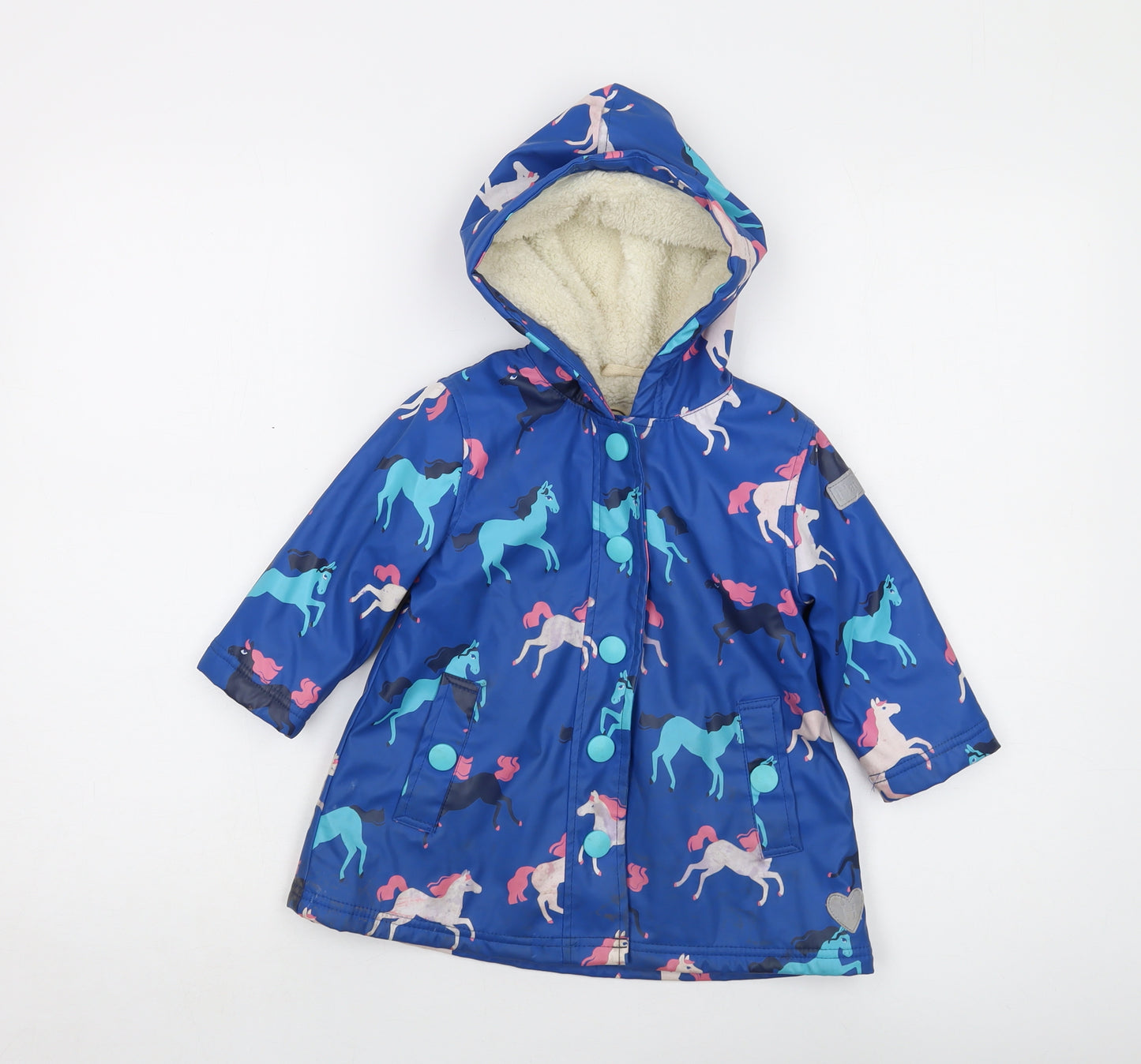 Hatley blu Girls Gold Rain Coat Coat Size 2 Years Snap
