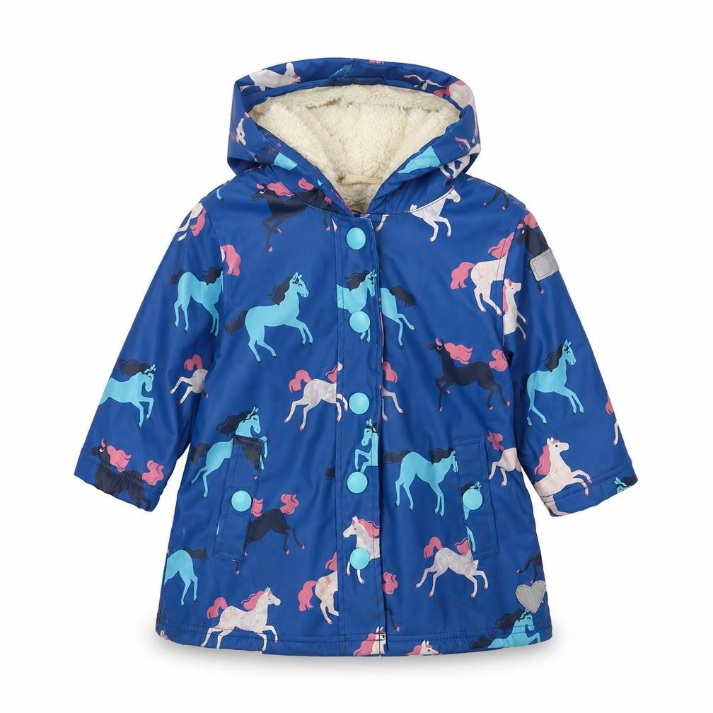 Hatley blu Girls Gold Rain Coat Coat Size 2 Years Snap