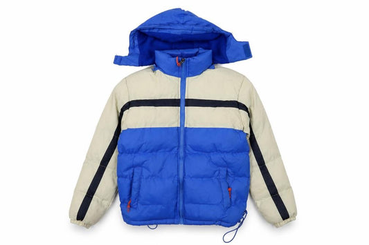 Front view of Haywire women’s blue jacket, size UK 12, zip