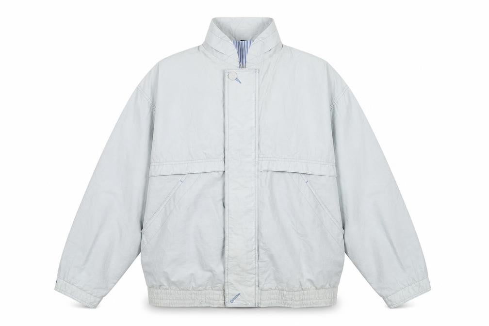 Front view of St Michael men’s blue jacket, size M, zip - vintage