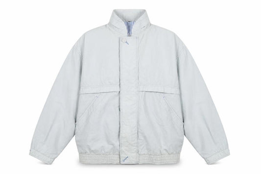 Front view of St Michael men’s blue jacket, size M, zip - vintage