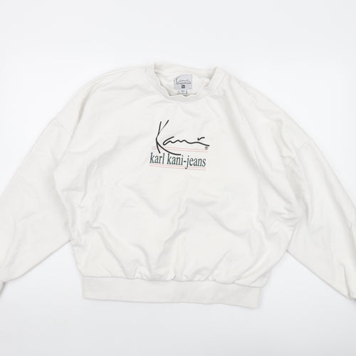 Karl Kani Womens White Cotton Pullover Sweatshirt Size M Pullover