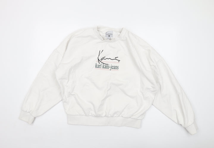 Karl Kani Womens White Cotton Pullover Sweatshirt Size M Pullover
