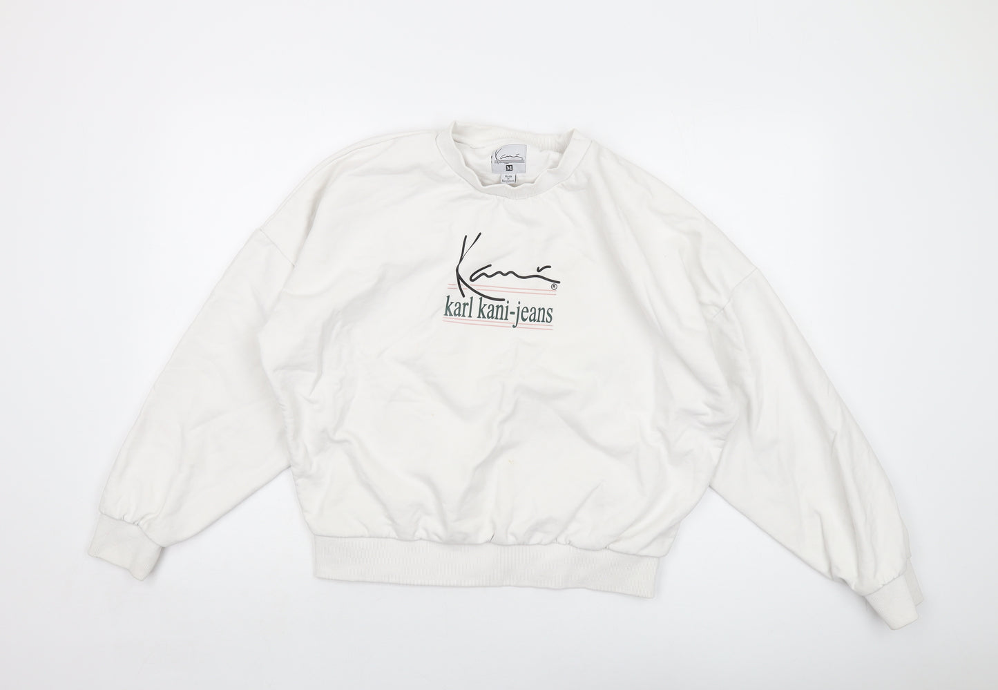 Karl Kani Womens White Cotton Pullover Sweatshirt Size M Pullover