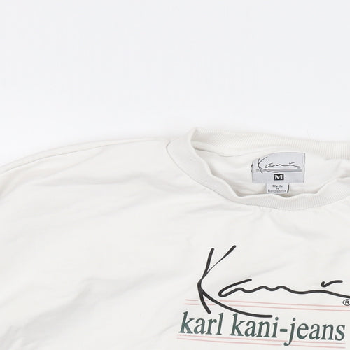 Karl Kani Womens White Cotton Pullover Sweatshirt Size M Pullover