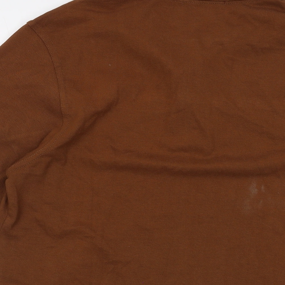 Hield Mens Brown Cotton Polo Size M Collared Button