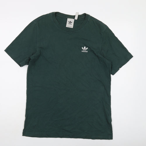 adidas Mens Green Cotton T-Shirt Size S Crew Neck