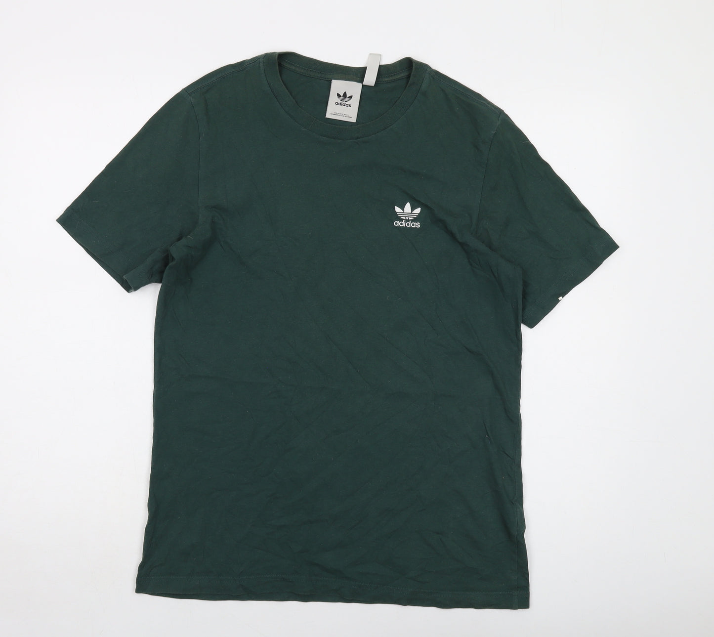 adidas Mens Green Cotton T-Shirt Size S Crew Neck