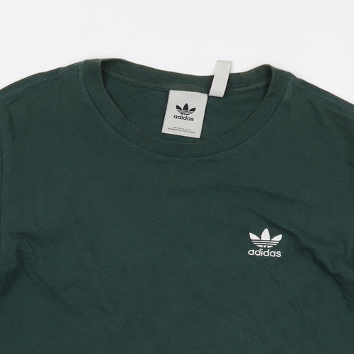 adidas Mens Green Cotton T-Shirt Size S Crew Neck