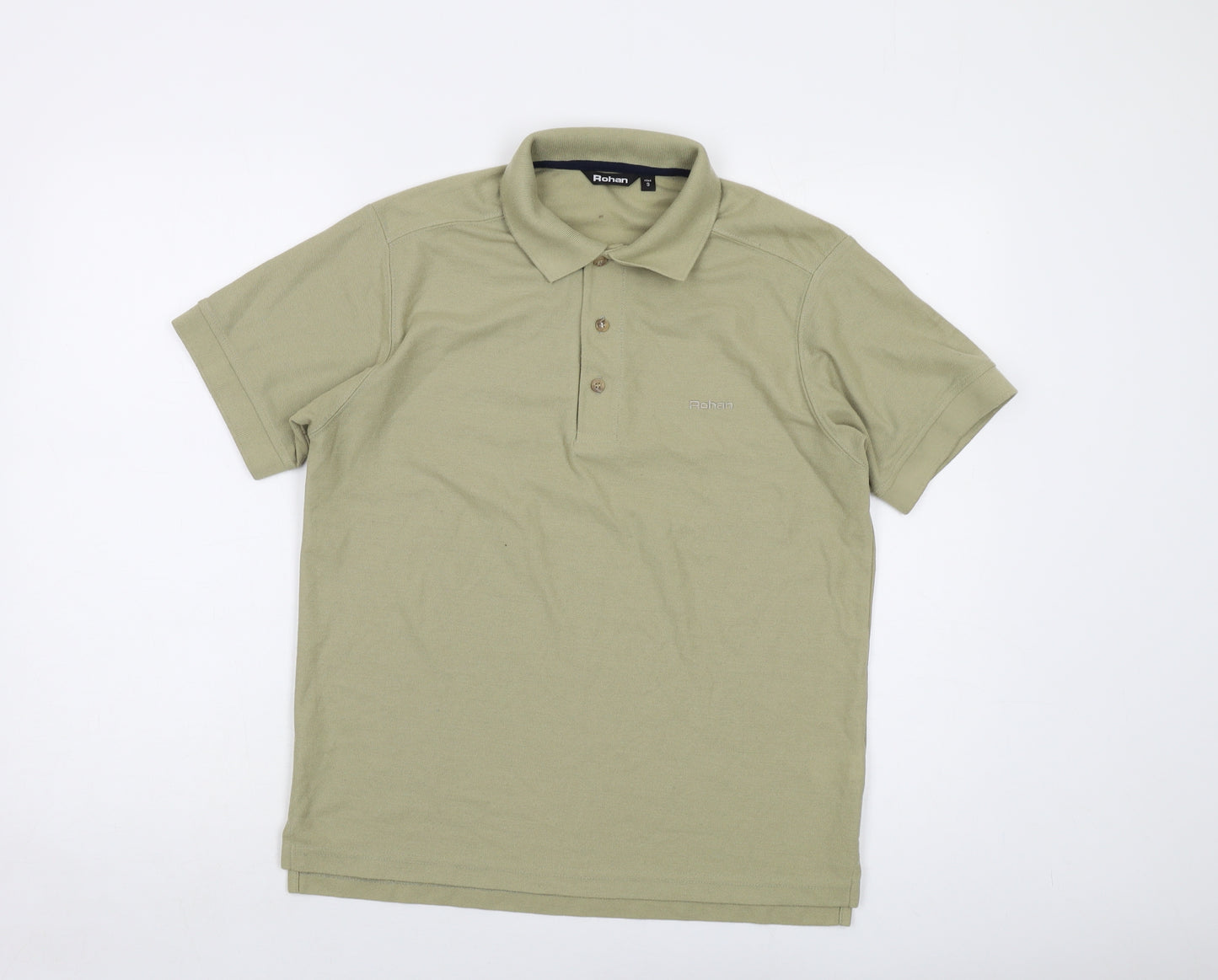 Rohan Mens Green Polyester Polo Size S Collared Button