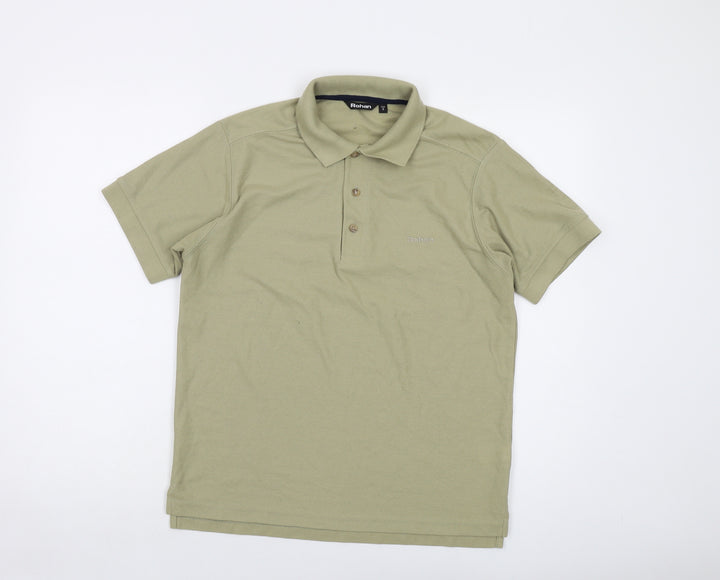 Rohan Mens Green Polyester Polo Size S Collared Button