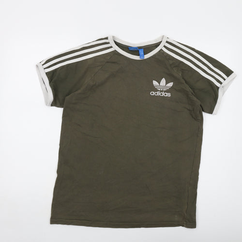 adidas Mens Green Cotton T-Shirt Size L Crew Neck