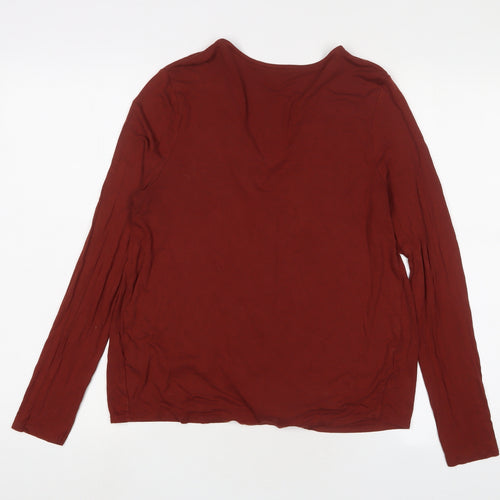 New Look Womens Brown Viscose Basic Blouse Size 12 V-Neck