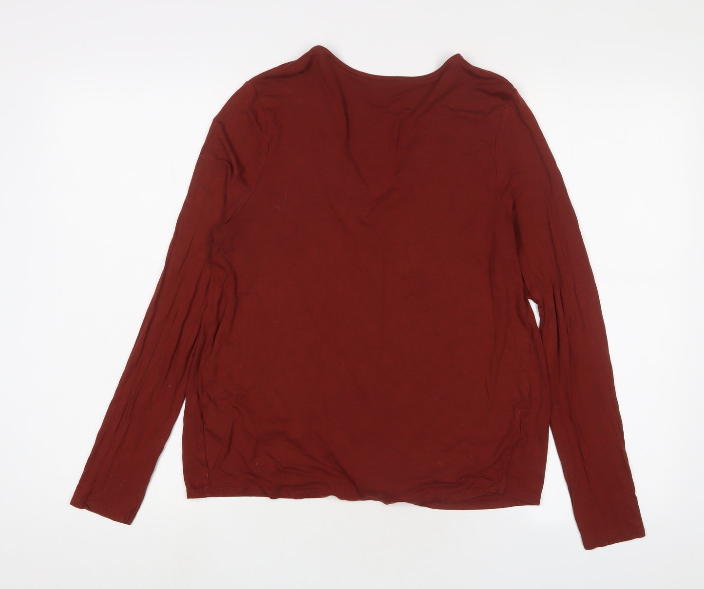 New Look Womens Brown Viscose Basic Blouse Size 12 V-Neck