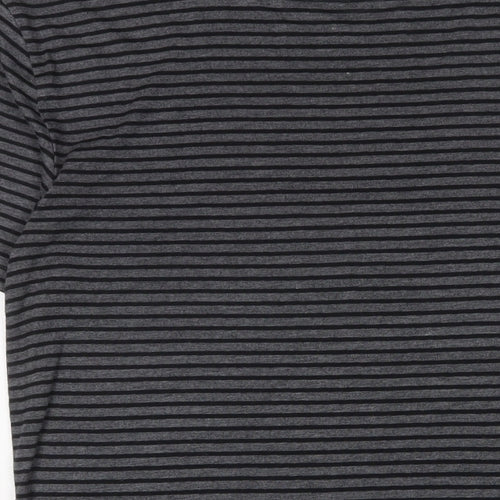 Topman Mens Grey Striped Polyester T-Shirt Size L Crew Neck