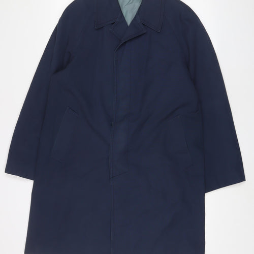 St Michael Mens Blue Overcoat Coat Size M Button