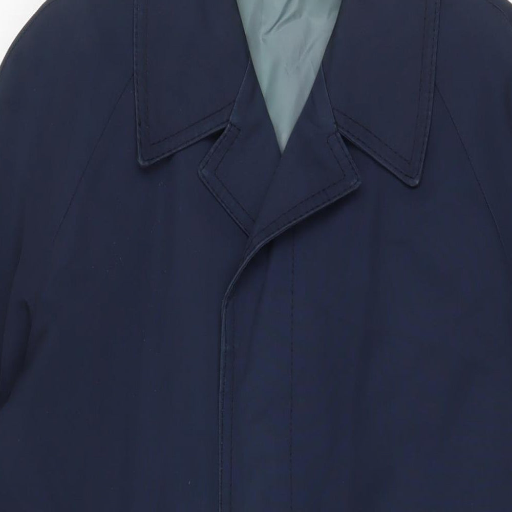 St Michael Mens Blue Overcoat Coat Size M Button