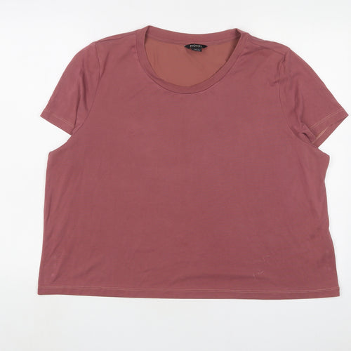 Monki Womens Pink Polyester Basic T-Shirt Size 2XL Crew Neck