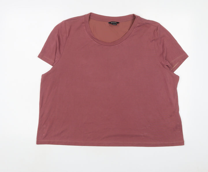 Monki Womens Pink Polyester Basic T-Shirt Size 2XL Crew Neck