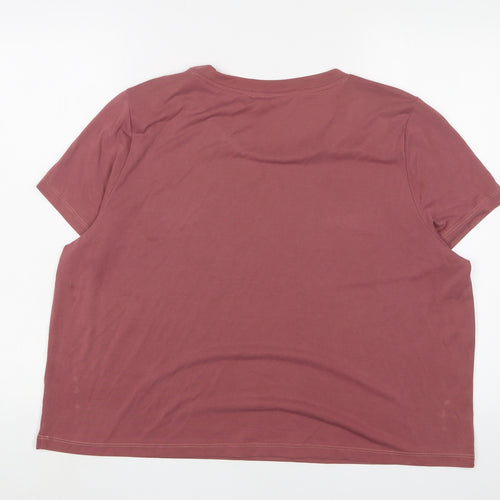 Monki Womens Pink Polyester Basic T-Shirt Size 2XL Crew Neck