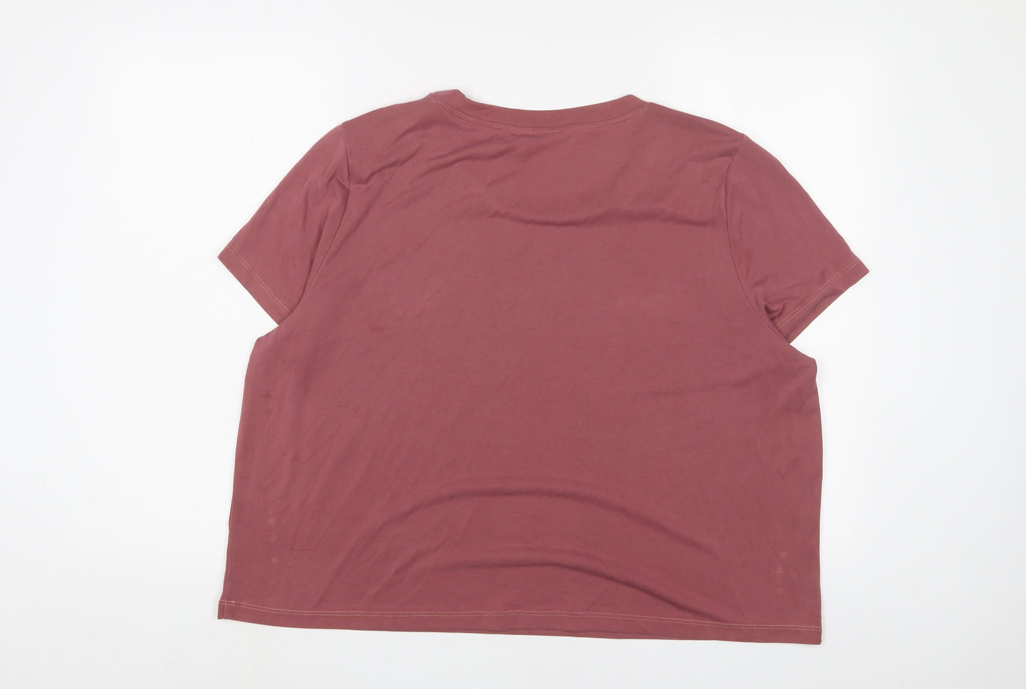 Monki Womens Pink Polyester Basic T-Shirt Size 2XL Crew Neck