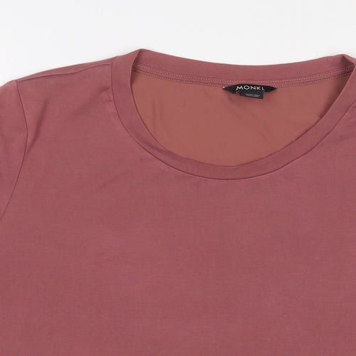 Monki Womens Pink Polyester Basic T-Shirt Size 2XL Crew Neck