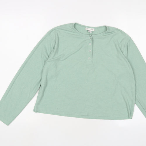 Topshop Womens Green Viscose Basic T-Shirt Size 6 Henley