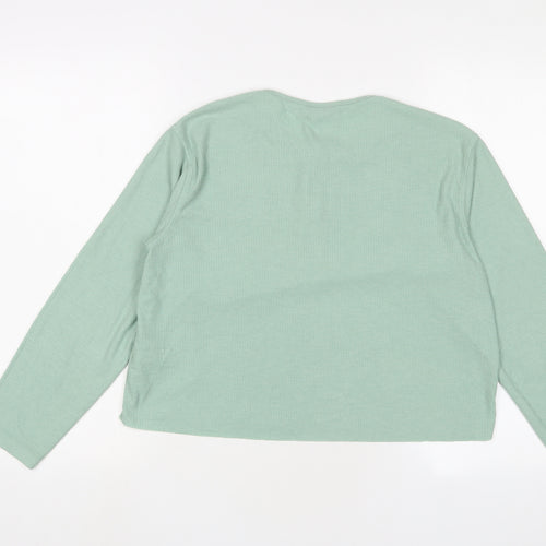 Topshop Womens Green Viscose Basic T-Shirt Size 6 Henley