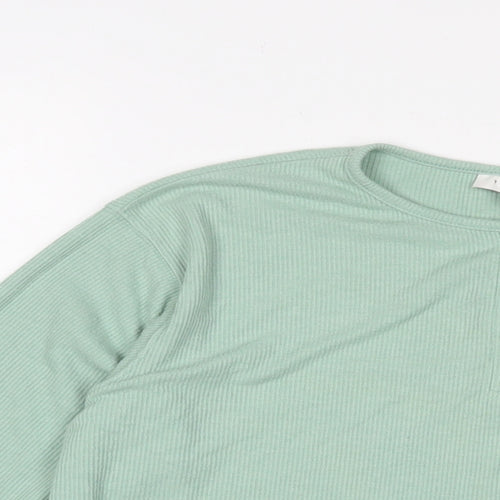 Topshop Womens Green Viscose Basic T-Shirt Size 6 Henley