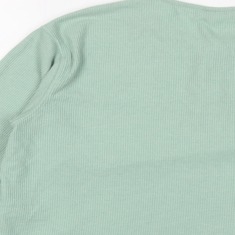 Topshop Womens Green Viscose Basic T-Shirt Size 6 Henley