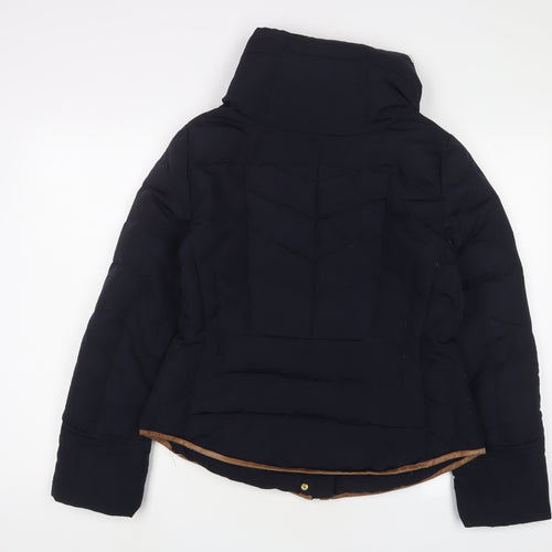 Zara Womens Blue Quilted Coat Size L Zip - Zip Pockets