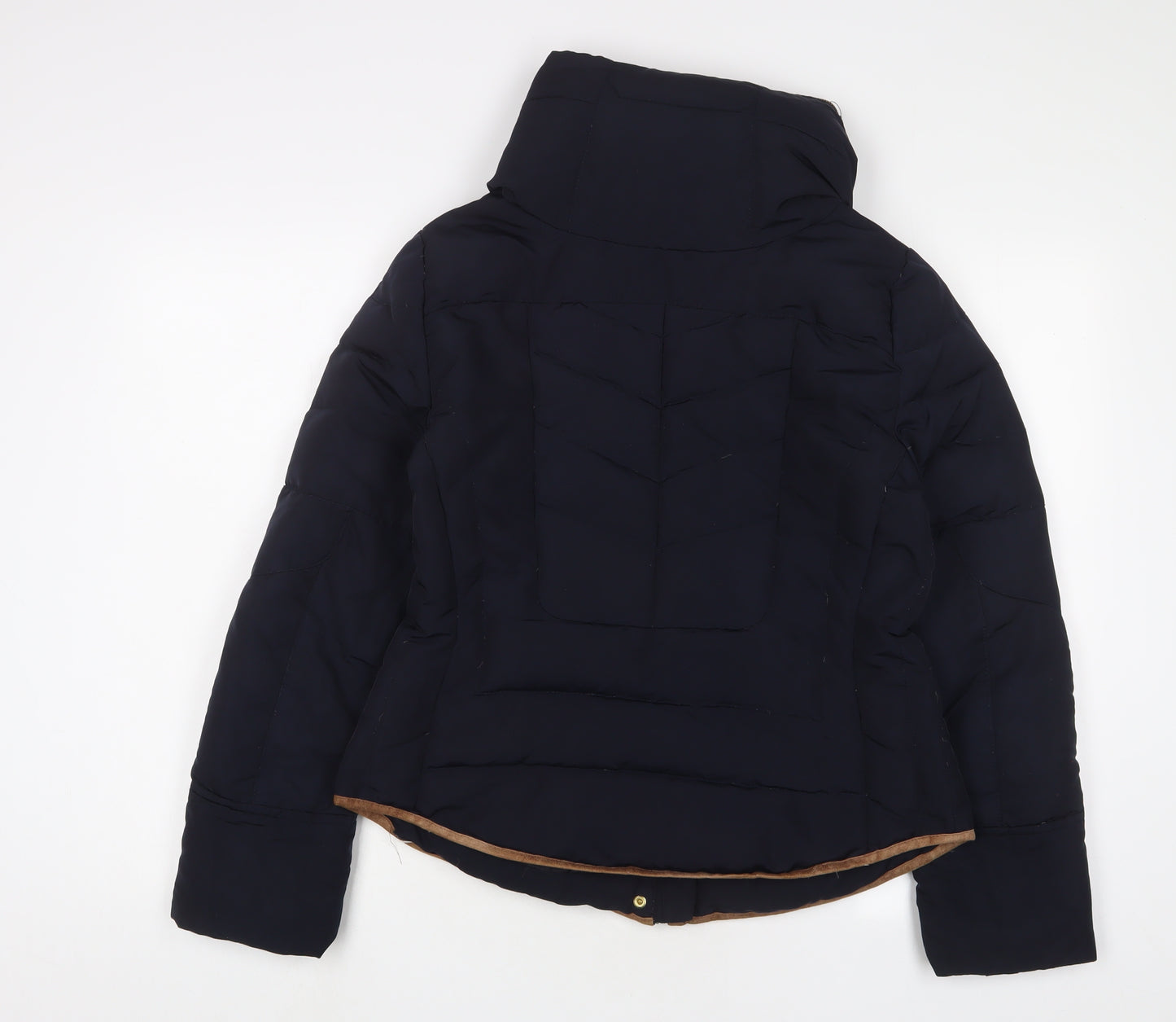 Zara Womens Blue Quilted Coat Size L Zip - Zip Pockets