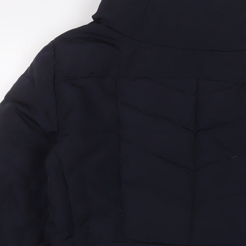 Zara Womens Blue Quilted Coat Size L Zip - Zip Pockets