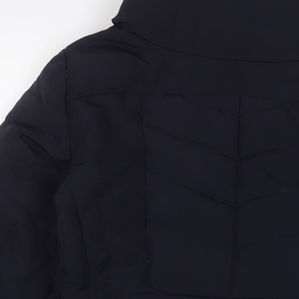 Zara Womens Blue Quilted Coat Size L Zip - Zip Pockets