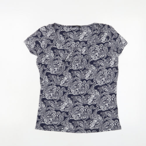 M&Co Womens Grey Fair Isle Viscose Basic T-Shirt Size 10 Scoop Neck
