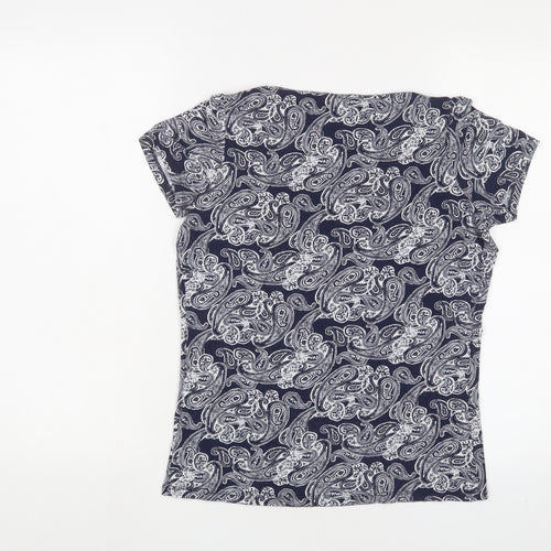 M&Co Womens Grey Fair Isle Viscose Basic T-Shirt Size 10 Scoop Neck