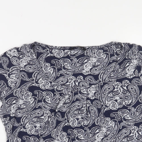 M&Co Womens Grey Fair Isle Viscose Basic T-Shirt Size 10 Scoop Neck