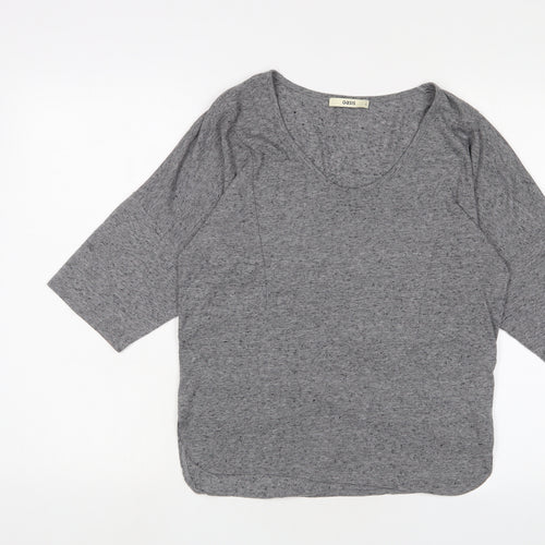 Oasis Womens Grey Viscose Basic T-Shirt Size S Scoop Neck