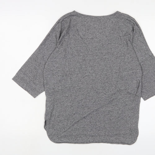 Oasis Womens Grey Viscose Basic T-Shirt Size S Scoop Neck
