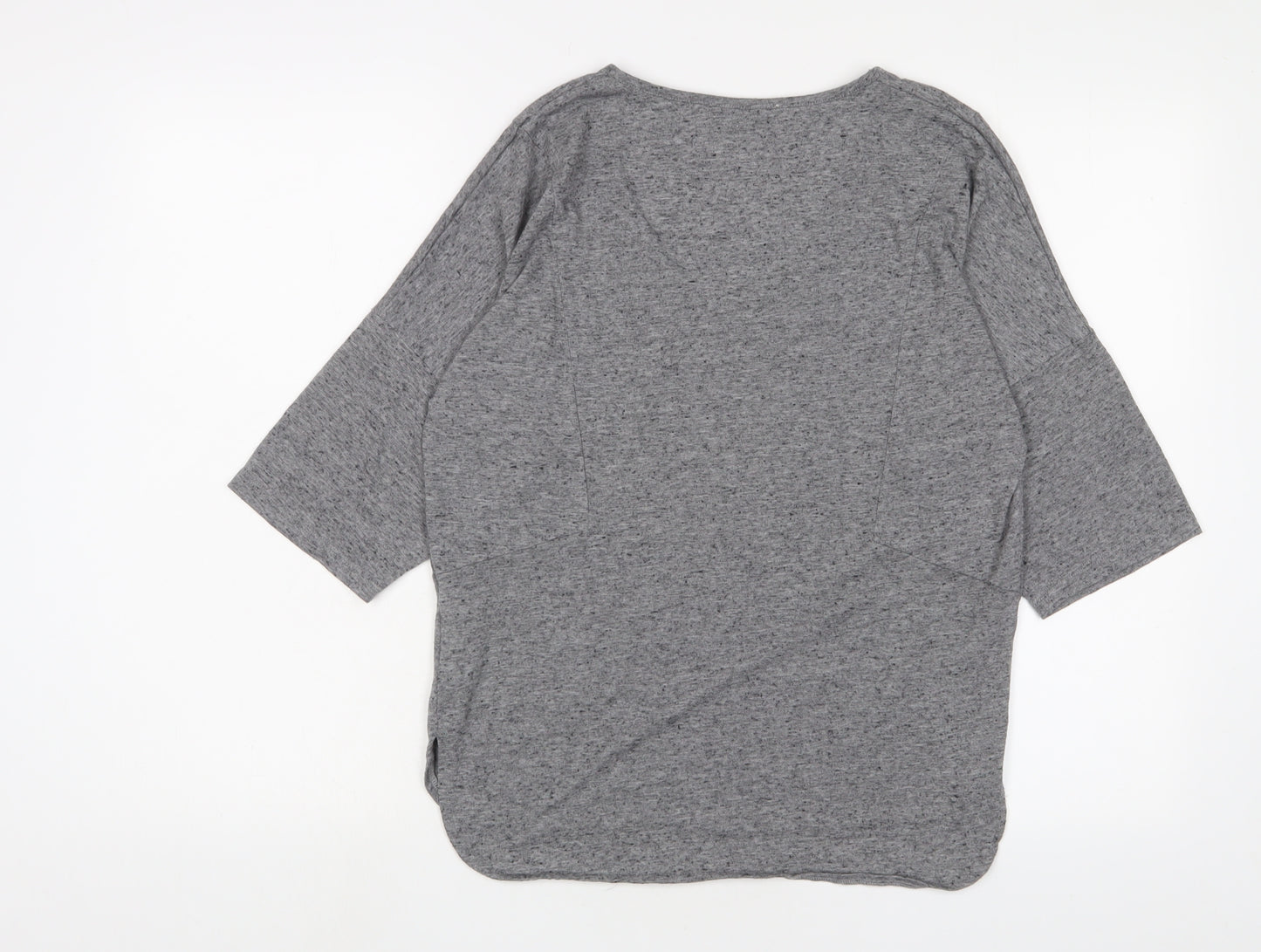 Oasis Womens Grey Viscose Basic T-Shirt Size S Scoop Neck