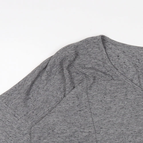 Oasis Womens Grey Viscose Basic T-Shirt Size S Scoop Neck