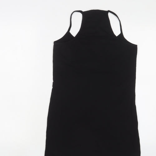 ASOS Womens Black Cotton Basic Tank Size 14 Scoop Neck Pullover
