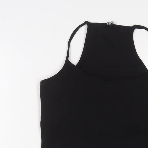 ASOS Womens Black Cotton Basic Tank Size 14 Scoop Neck Pullover