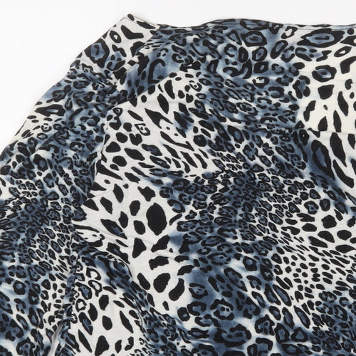 Joella Di Marco Womens Blue Animal Print Viscose Basic Blouse Size M Scoop Neck
