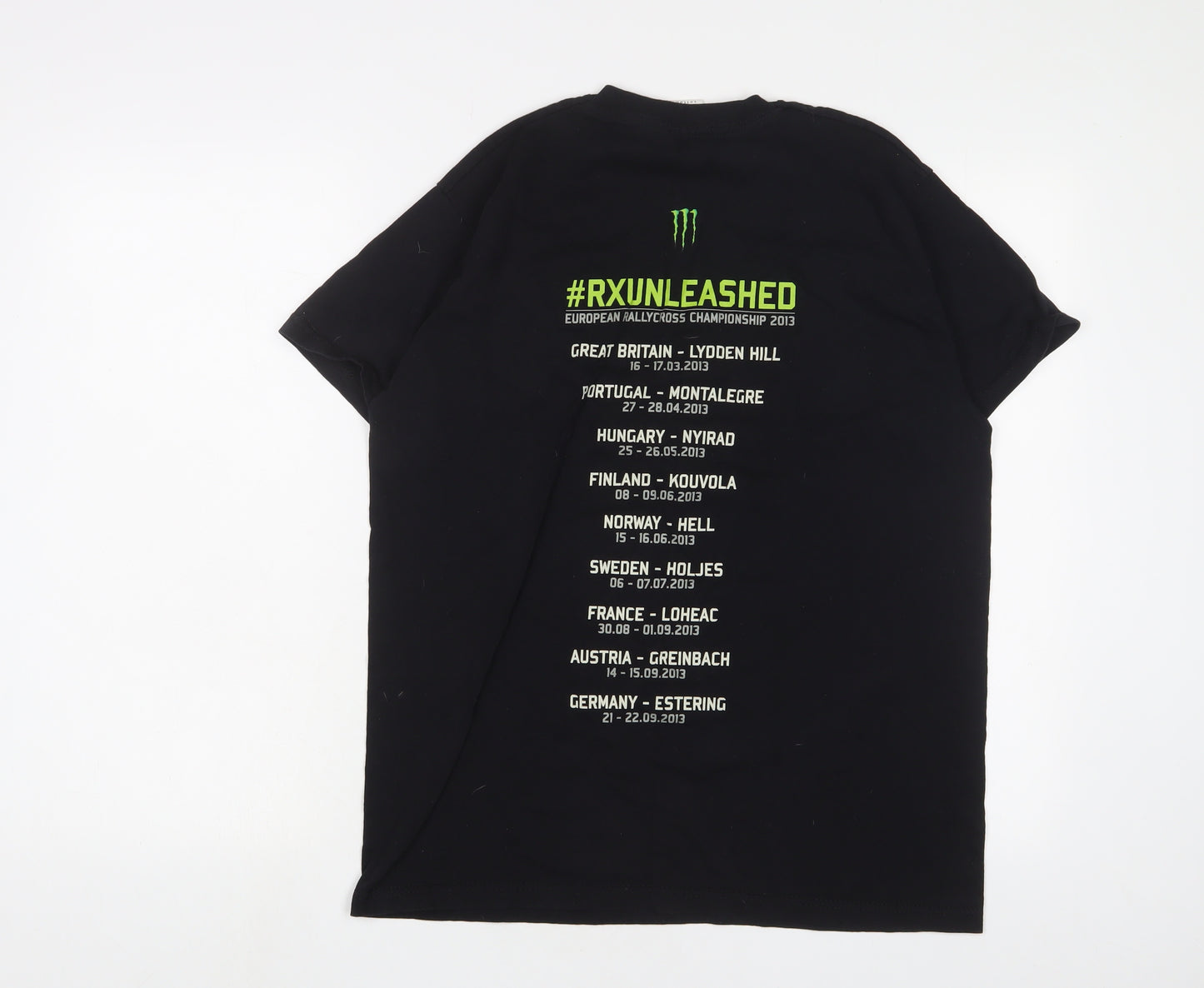 European Rallycross Championship 2013 Mens Black Cotton T-Shirt Size L Crew Neck